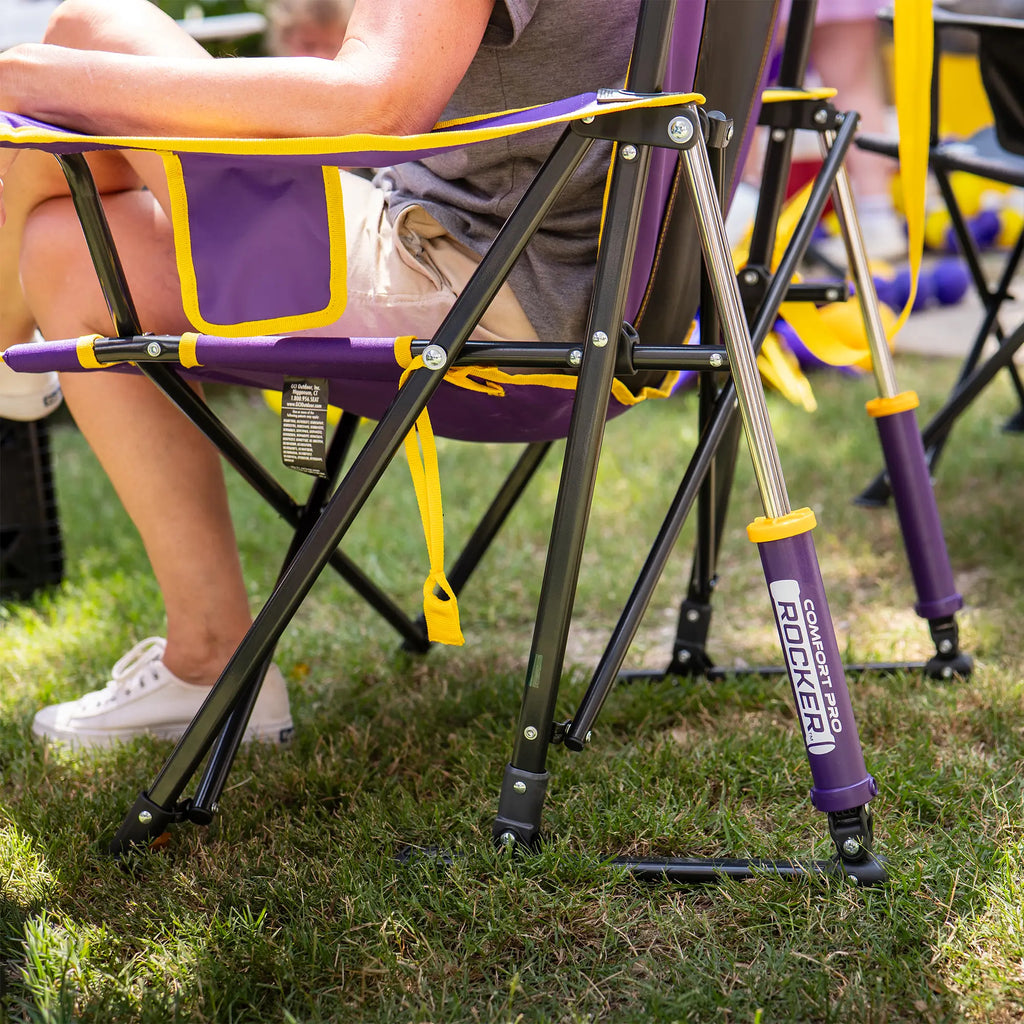 Patented Spring-Action College Comfort Pro Rocker - LSU Tigers - Choice 880 - Freestyle Rocker Portable Outdoor Folding Chair Detail