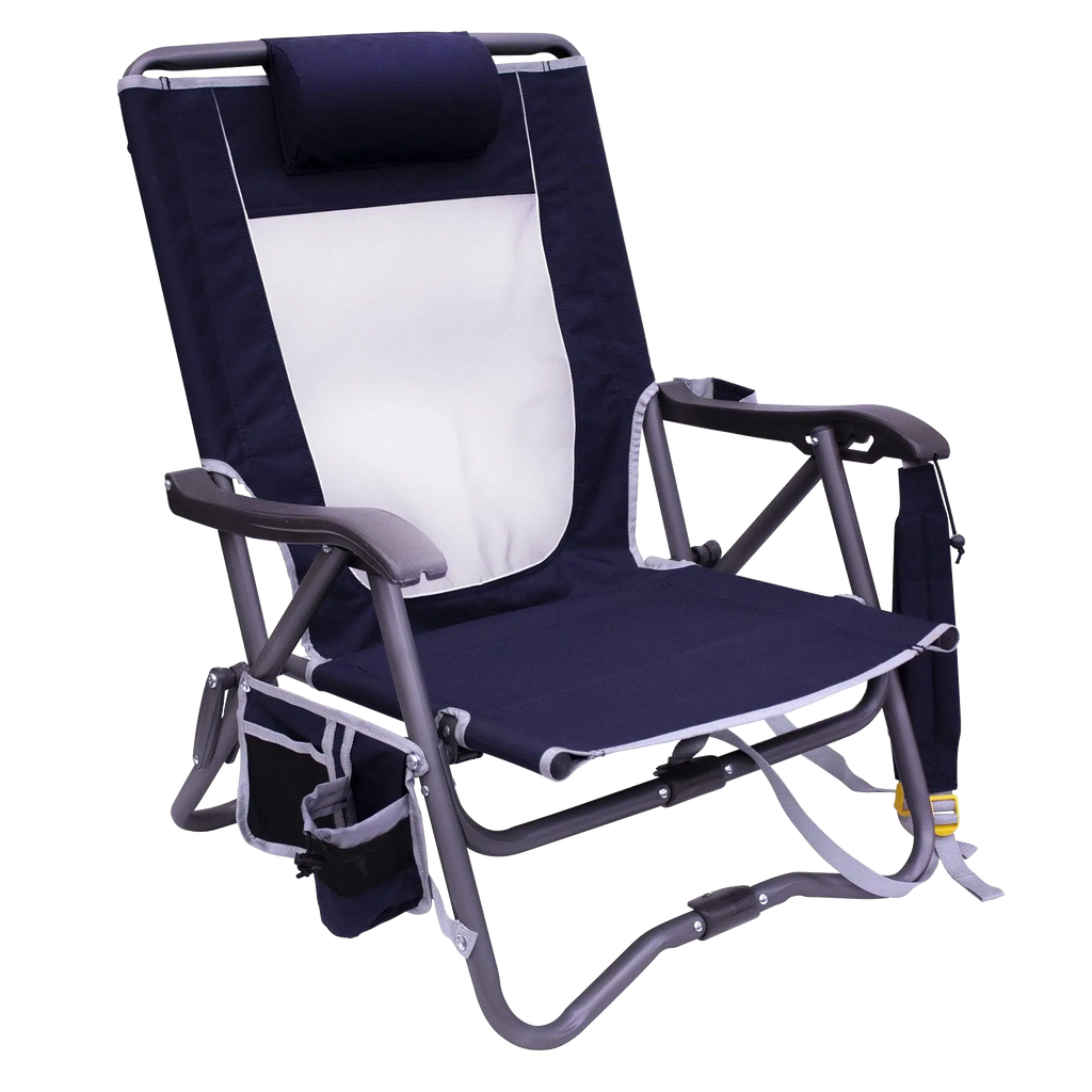 Telescoping Frame Bi-Fold Slim Event Chair - Choice 334 - Space-Saving Micro-Folding Chair for Backpacking - Indigo