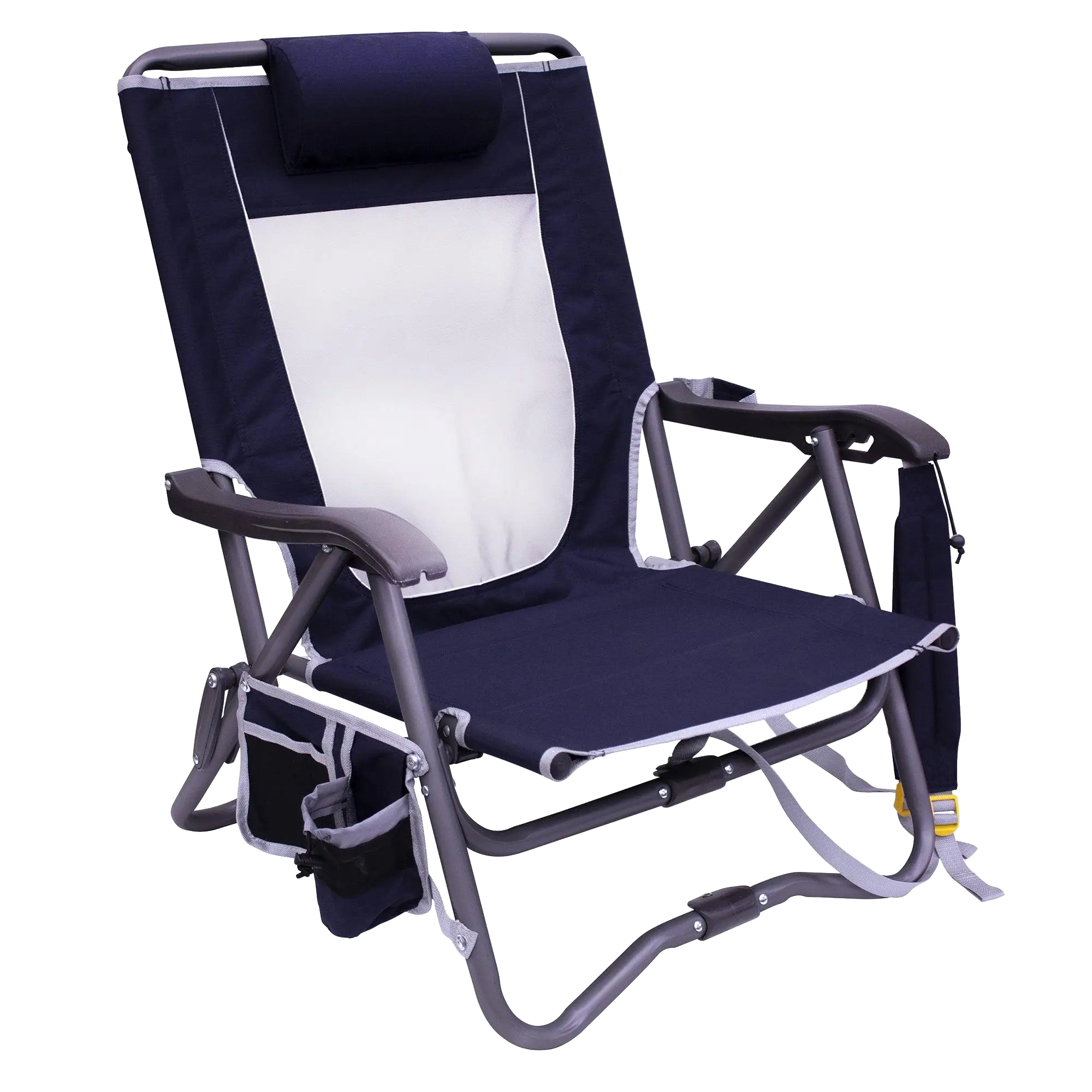 Telescoping Frame Bi-Fold Slim Event Chair - Choice 334 - Space-Saving Micro-Folding Chair for Backpacking - Indigo