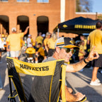 Luxury Camp College Comfort Pro Rocker - Iowa Hawkeyes - Choice 249 - Heavy-Duty Kickback Rocker with Beverage Holder Detail