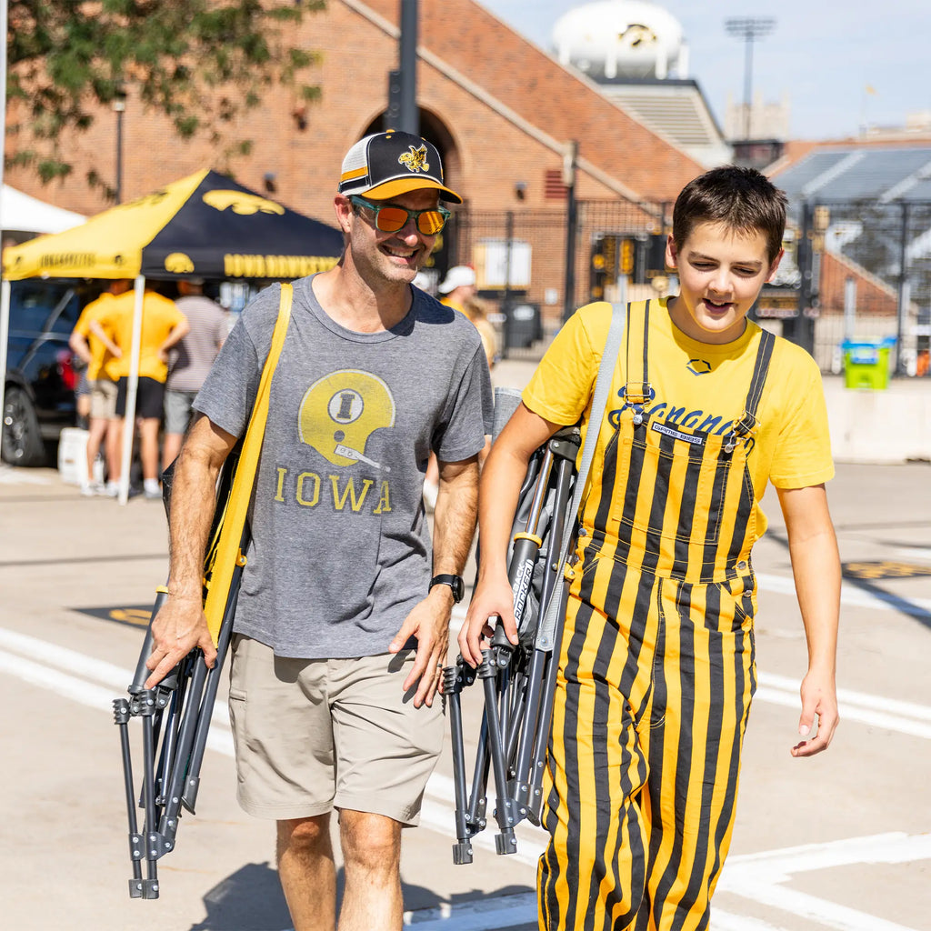 Luxury Camp College Comfort Pro Rocker - Iowa Hawkeyes - Choice 249 - Heavy-Duty Kickback Rocker with Beverage Holder Detail