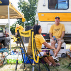 Luxury Camp College Comfort Pro Rocker - Iowa Hawkeyes - Choice 249 - Heavy-Duty Kickback Rocker with Beverage Holder Detail