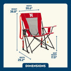 Luxury Camp College Comfort Pro Rocker - Nebraska Cornhuskers - Choice 161 - Heavy-Duty Kickback Rocker with Beverage Holder Detail