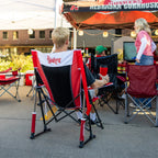 Luxury Camp College Comfort Pro Rocker - Nebraska Cornhuskers - Choice 161 - Heavy-Duty Kickback Rocker with Beverage Holder Detail