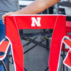 Luxury Camp College Comfort Pro Rocker - Nebraska Cornhuskers - Choice 161 - Heavy-Duty Kickback Rocker with Beverage Holder Detail