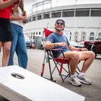 Luxury Camp College Comfort Pro Rocker - Ohio State Buckeyes - Choice 676 - Patented Spring-Action Rocking Chair for Camping Detail