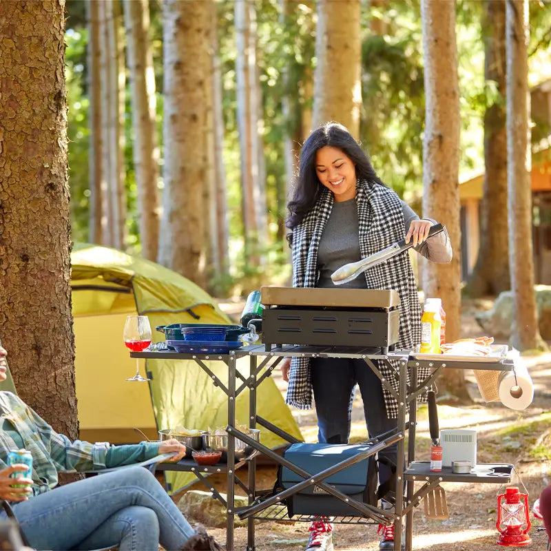 Portable Culinary Slim-Fold Cook Station - Choice 575 - Portable Compact BBQ Grilling Tool Set Detail