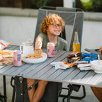 Portable Staging Slim-Fold Table - Choice 196 - Slim-Fold Outdoor Cook Station with Storage Shelves Detail