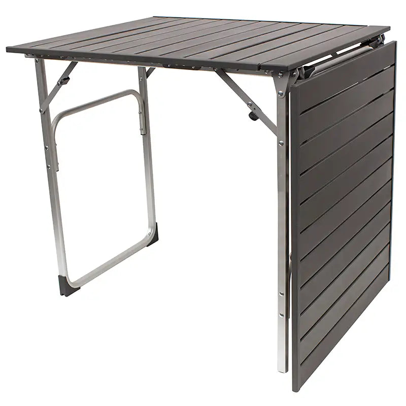 Portable Staging Slim-Fold Table - Choice 196 - Slim-Fold Outdoor Cook Station with Storage Shelves Detail