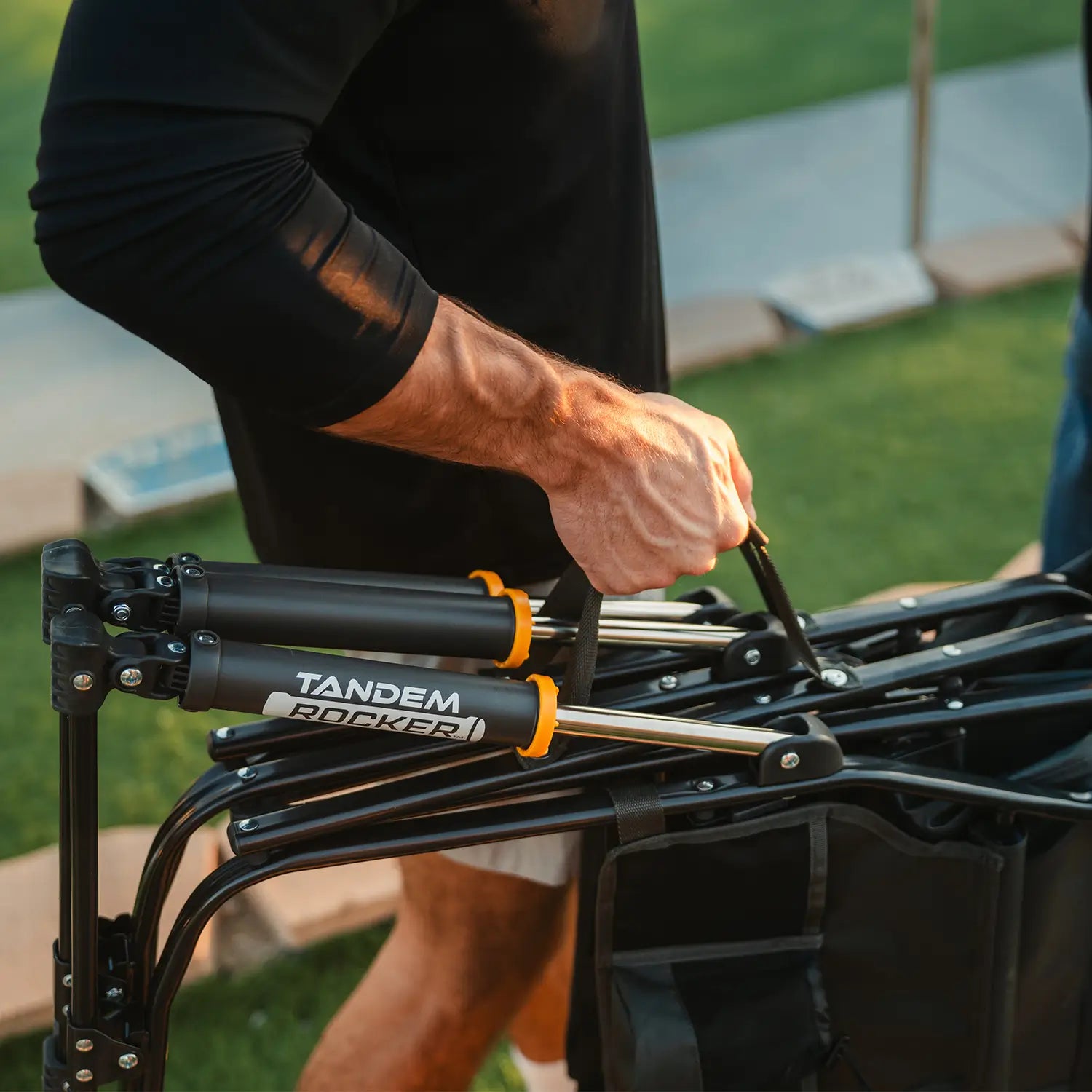 Smooth Motion Tandem Rocker - Choice 227 - Heavy-Duty Kickback Rocker with Beverage Holder Detail
