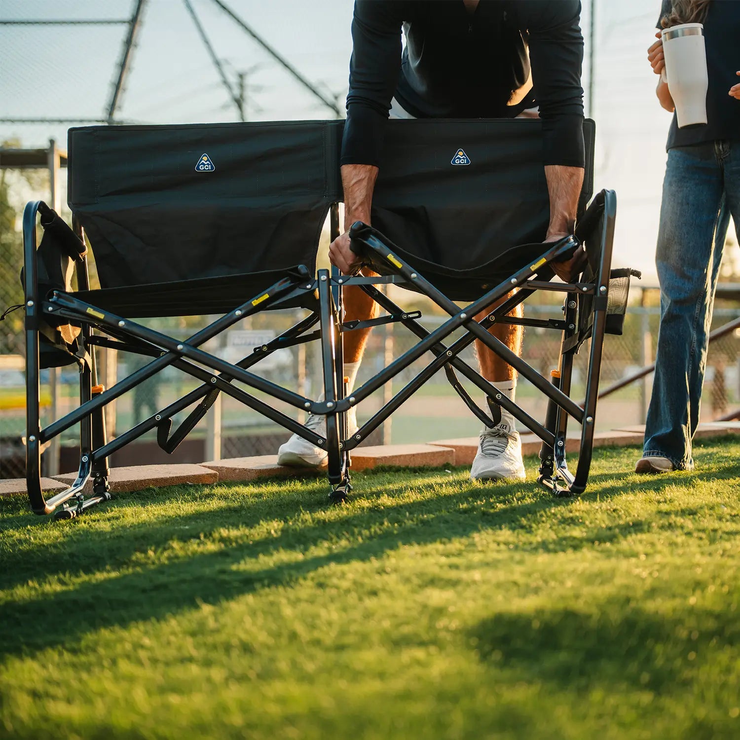 Smooth Motion Tandem Rocker - Choice 227 - Heavy-Duty Kickback Rocker with Beverage Holder Detail