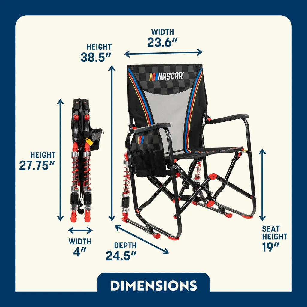 Smooth Motion Adjustable Rocker - NASCAR - Choice 899 - Freestyle Rocker Portable Outdoor Folding Chair Detail