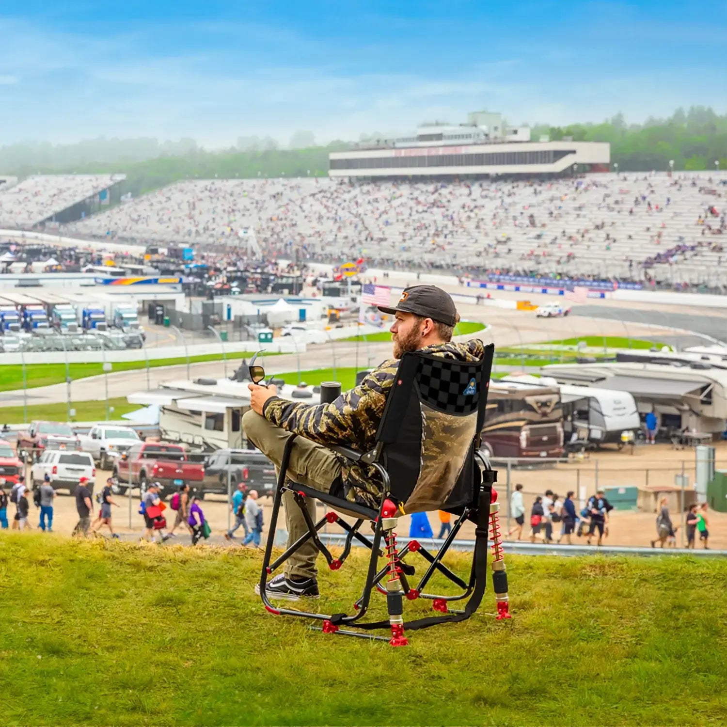Smooth Motion Adjustable Rocker - NASCAR - Choice 899 - Freestyle Rocker Portable Outdoor Folding Chair Detail