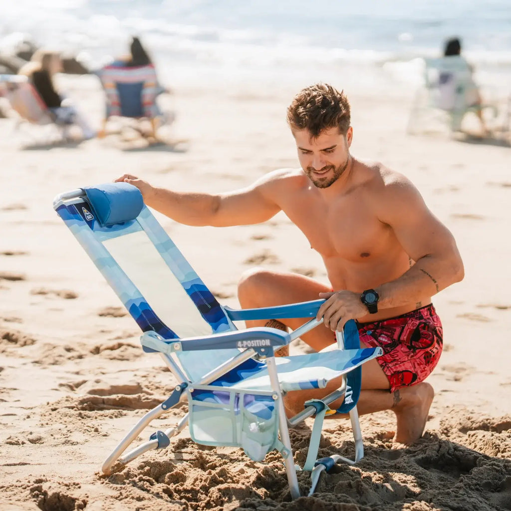 Reclining Beach Bi-Fold Beach Chair - Choice 601 - Portable Heavy-Duty Low Boy Chair for Ocean Side Detail