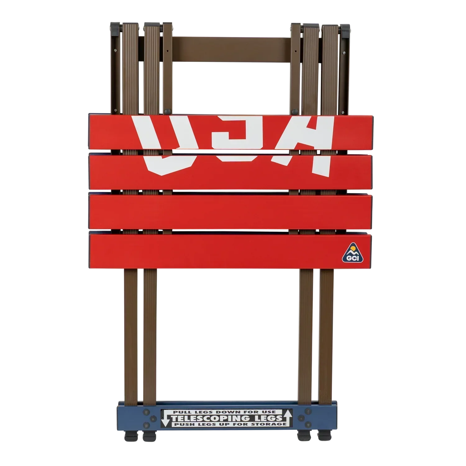 Multi-Functional Cook Compact Camp Table 20 - USA Anniversary Deluxe - Choice 757 - Slim-Fold Outdoor Cook Station with Storage Shelves Detail