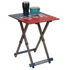 Multi-Functional Cook Compact Camp Table 20 - USA Anniversary Deluxe - Choice 757 - Slim-Fold Outdoor Cook Station with Storage Shelves Detail