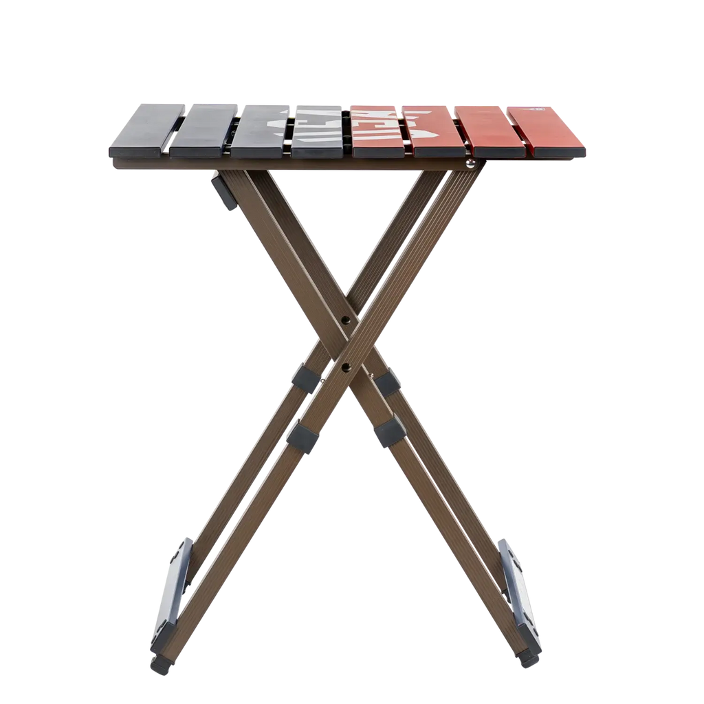 Multi-Functional Cook Compact Camp Table 20 - USA Anniversary Deluxe - Choice 757 - Slim-Fold Outdoor Cook Station with Storage Shelves Detail