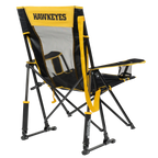 Luxury Camp College Comfort Pro Rocker - Iowa Hawkeyes - Choice 249 - Heavy-Duty Kickback Rocker with Beverage Holder Detail