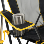 Luxury Camp College Comfort Pro Rocker - Iowa Hawkeyes - Choice 249 - Heavy-Duty Kickback Rocker with Beverage Holder Detail