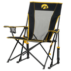 Luxury Camp College Comfort Pro Rocker - Iowa Hawkeyes - Choice 249 - Heavy-Duty Kickback Rocker with Beverage Holder Detail