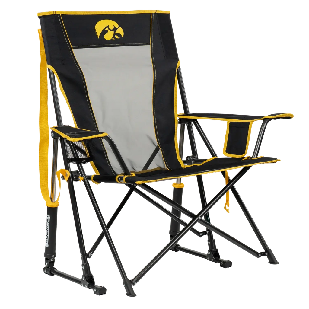 Luxury Camp College Comfort Pro Rocker - Iowa Hawkeyes - Choice 249 - Heavy-Duty Kickback Rocker with Beverage Holder - Default Title