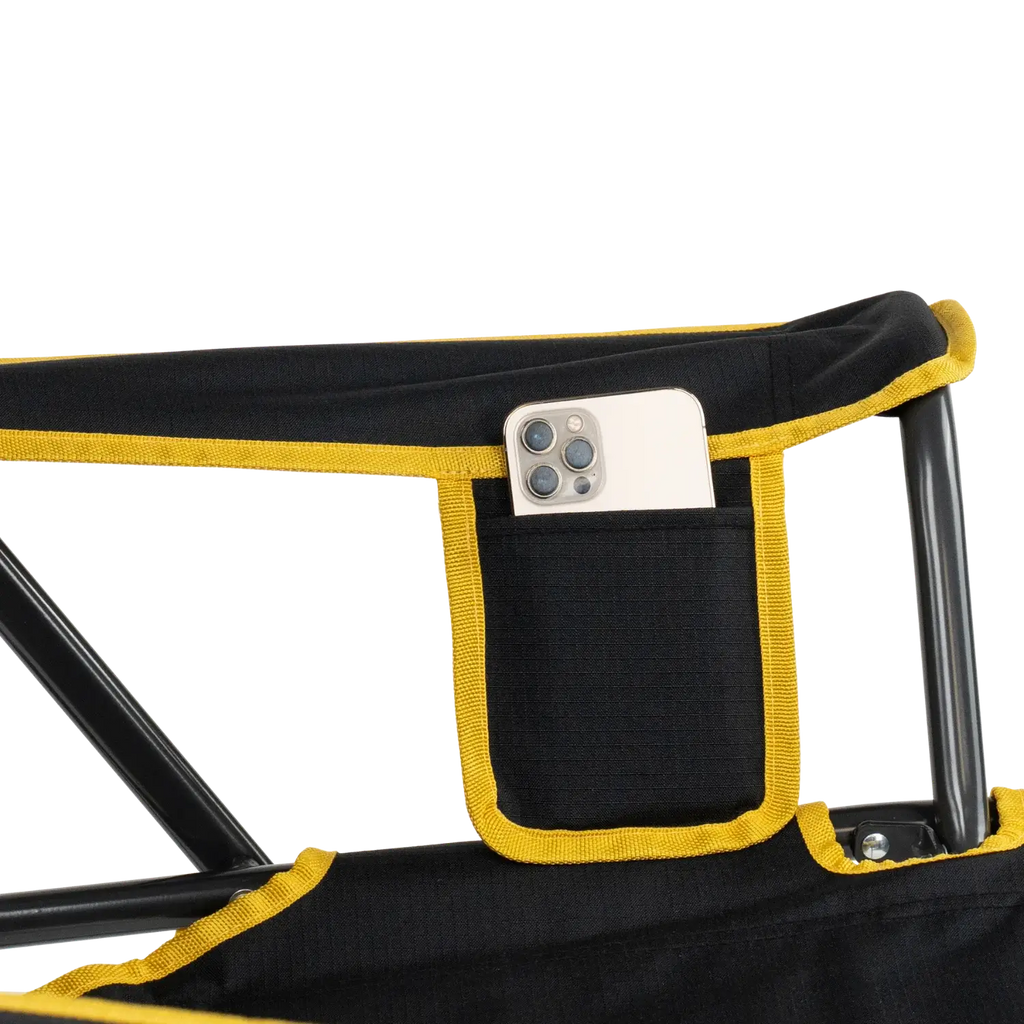 Luxury Camp College Comfort Pro Rocker - Iowa Hawkeyes - Choice 249 - Heavy-Duty Kickback Rocker with Beverage Holder Detail