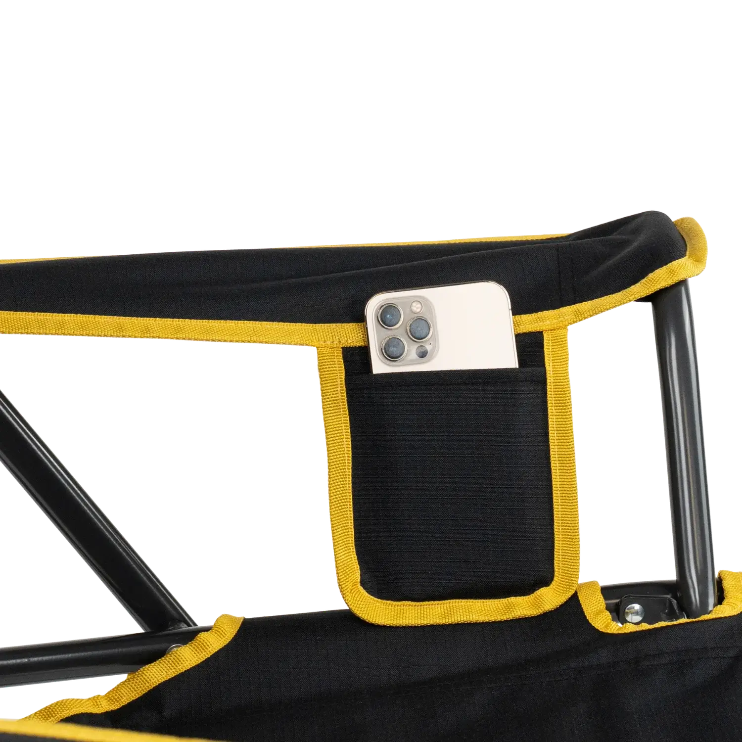 Luxury Camp College Comfort Pro Rocker - Iowa Hawkeyes - Choice 249 - Heavy-Duty Kickback Rocker with Beverage Holder Detail