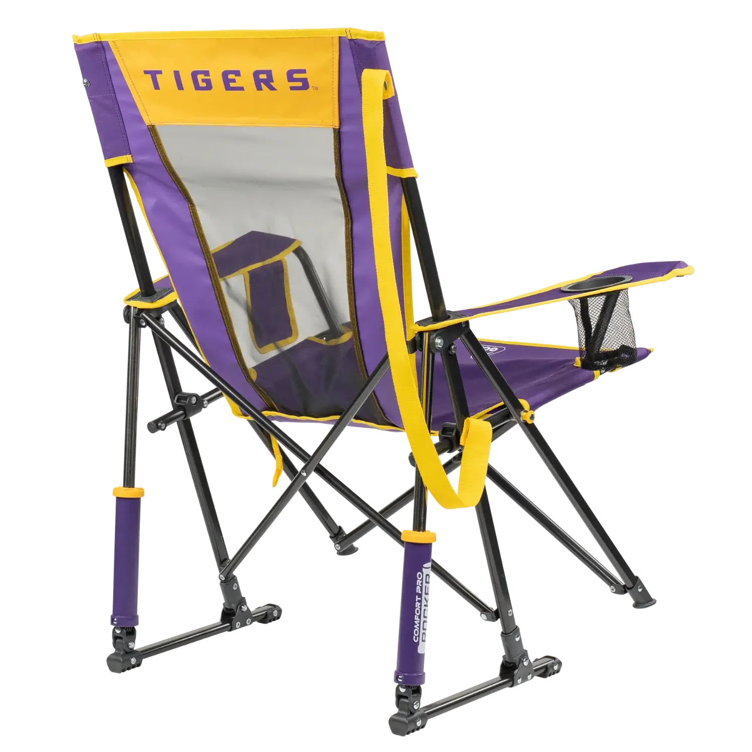Patented Spring-Action College Comfort Pro Rocker - LSU Tigers - Choice 880 - Freestyle Rocker Portable Outdoor Folding Chair Detail