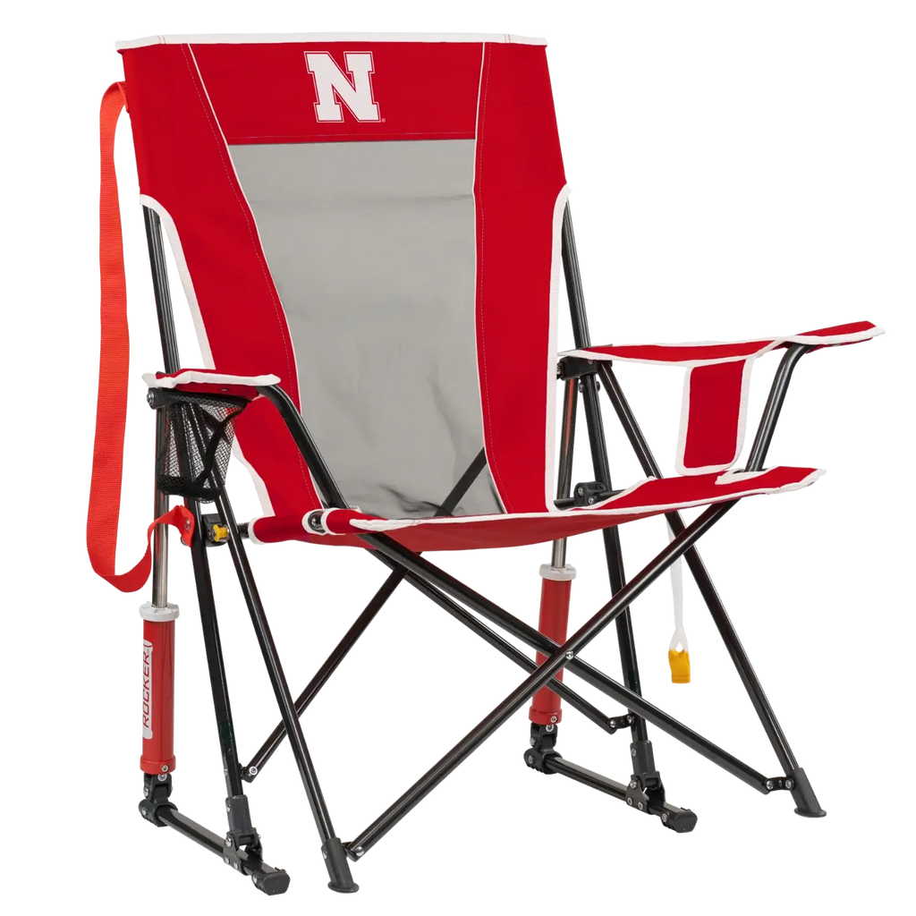 Luxury Camp College Comfort Pro Rocker - Nebraska Cornhuskers - Choice 161 - Heavy-Duty Kickback Rocker with Beverage Holder - Default Title