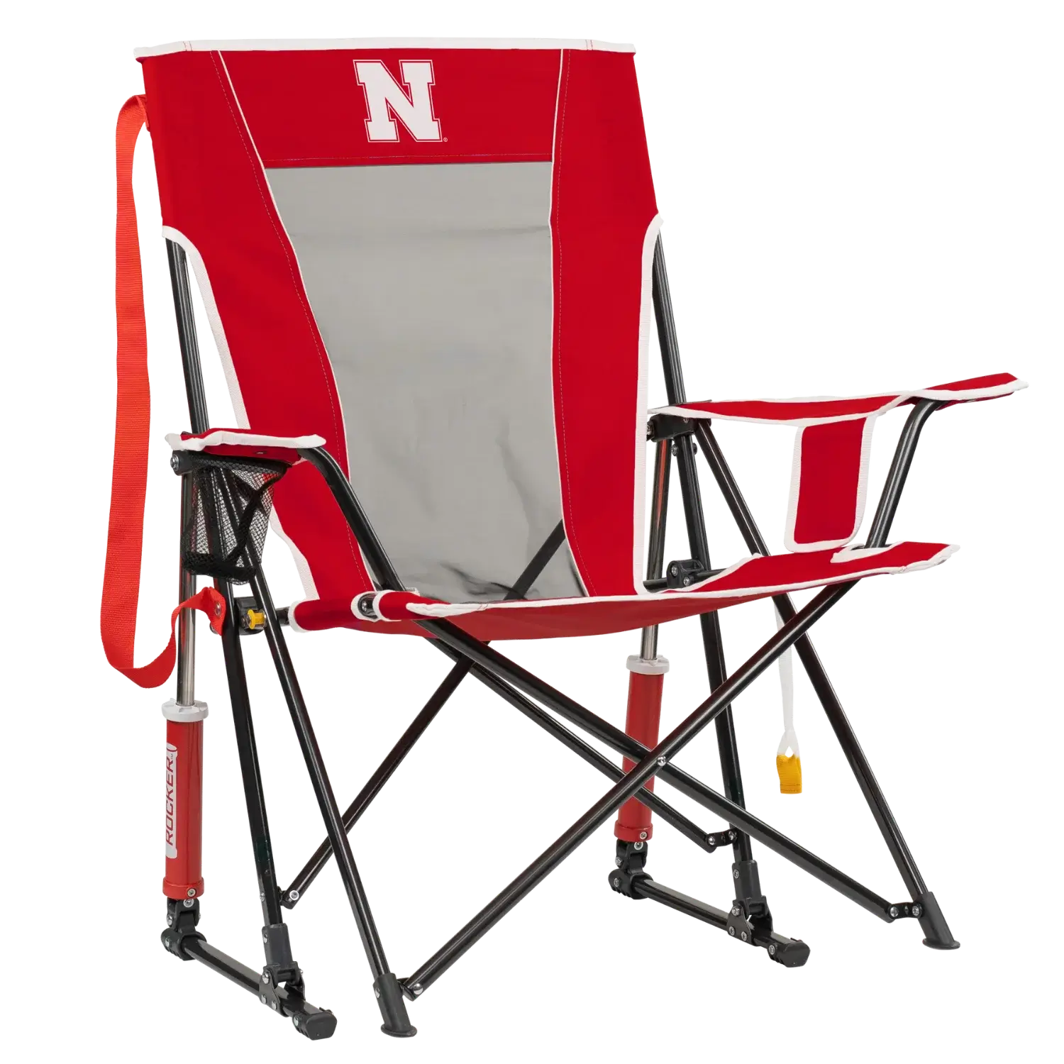 Luxury Camp College Comfort Pro Rocker - Nebraska Cornhuskers - Choice 161 - Heavy-Duty Kickback Rocker with Beverage Holder - Default Title