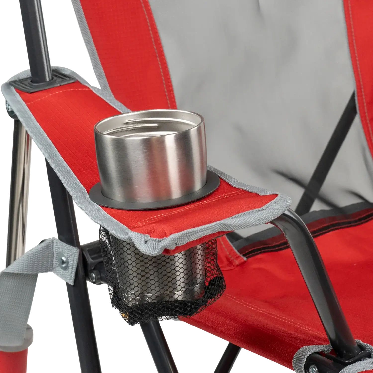 Luxury Camp College Comfort Pro Rocker - Ohio State Buckeyes - Choice 676 - Patented Spring-Action Rocking Chair for Camping Detail