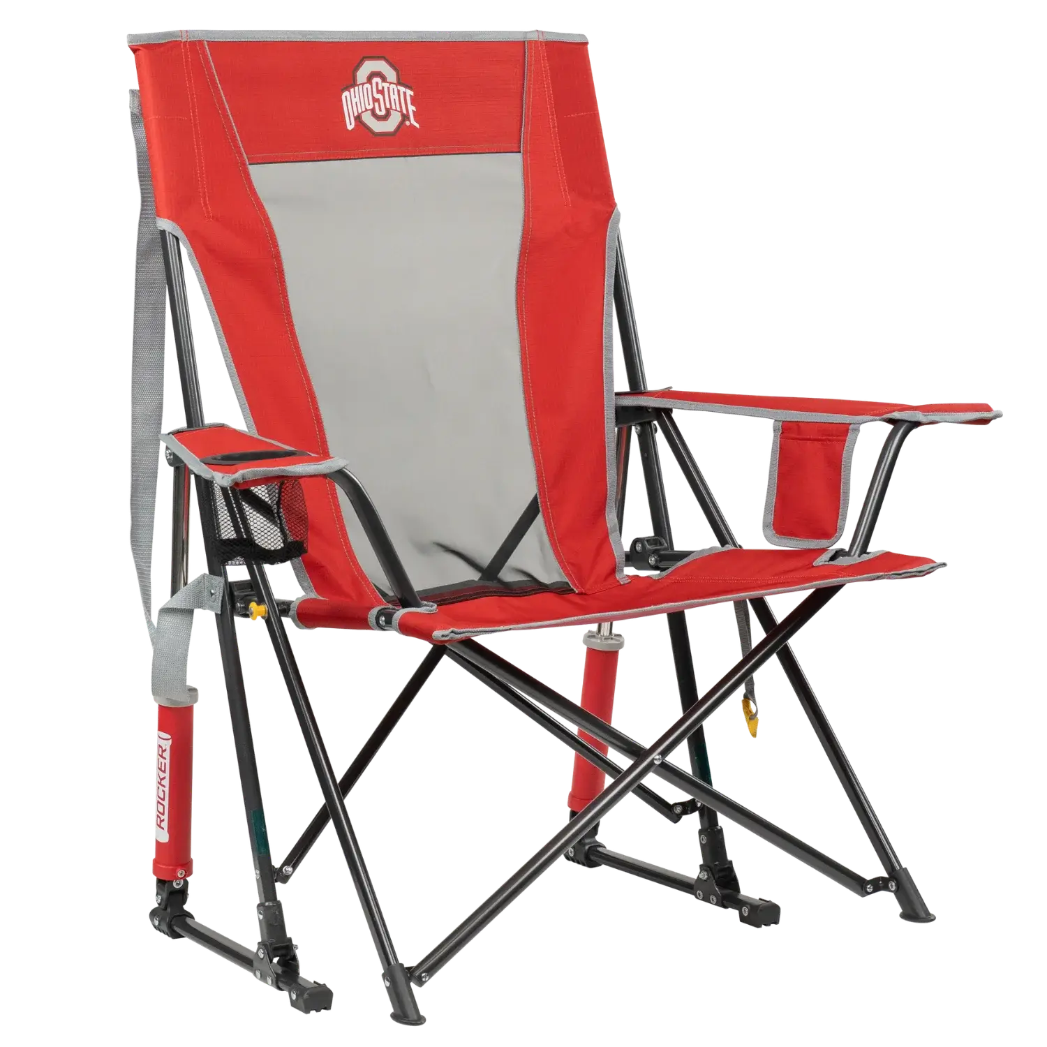 Luxury Camp College Comfort Pro Rocker - Ohio State Buckeyes - Choice 676 - Patented Spring-Action Rocking Chair for Camping - Default Title