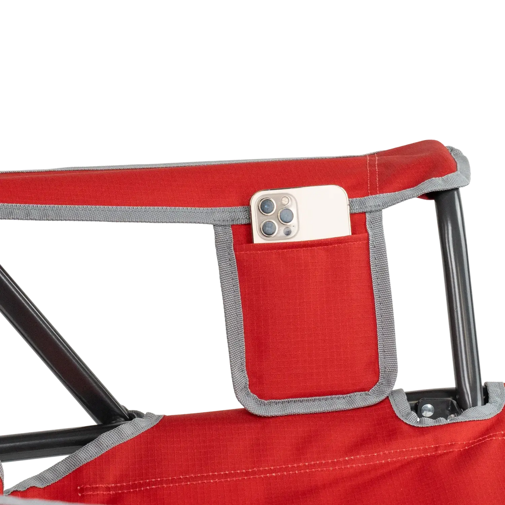 Luxury Camp College Comfort Pro Rocker - Ohio State Buckeyes - Choice 676 - Patented Spring-Action Rocking Chair for Camping Detail