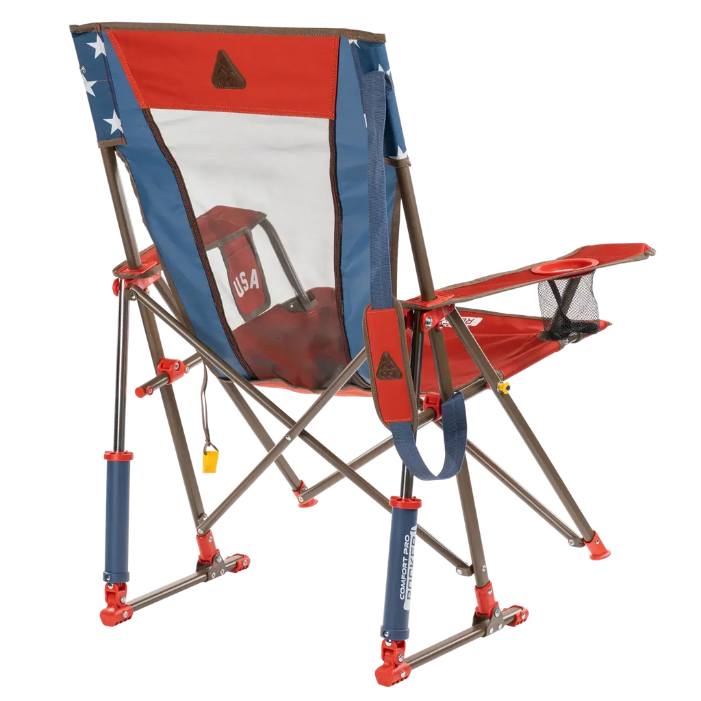 Smooth Motion Comfort Pro Rocker - USA Anniversary Deluxe - Choice 424 - Heavy-Duty Kickback Rocker with Beverage Holder Detail