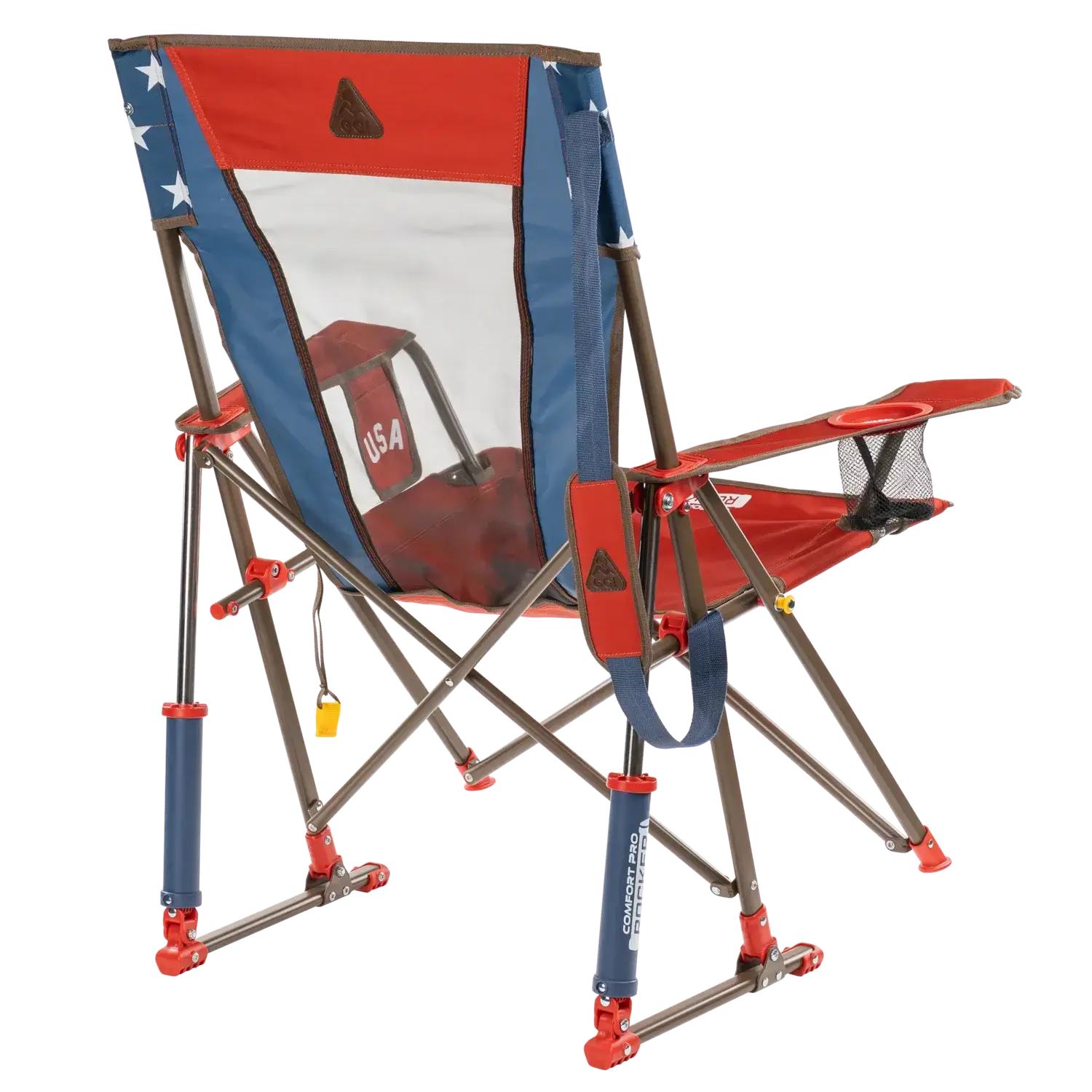 Smooth Motion Comfort Pro Rocker - USA Anniversary Deluxe - Choice 424 - Heavy-Duty Kickback Rocker with Beverage Holder Detail