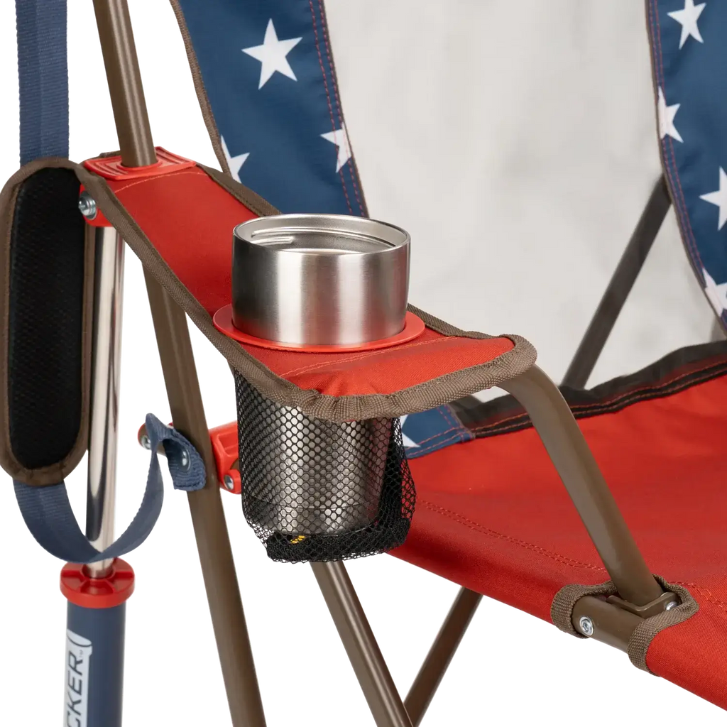 Smooth Motion Comfort Pro Rocker - USA Anniversary Deluxe - Choice 424 - Heavy-Duty Kickback Rocker with Beverage Holder Detail