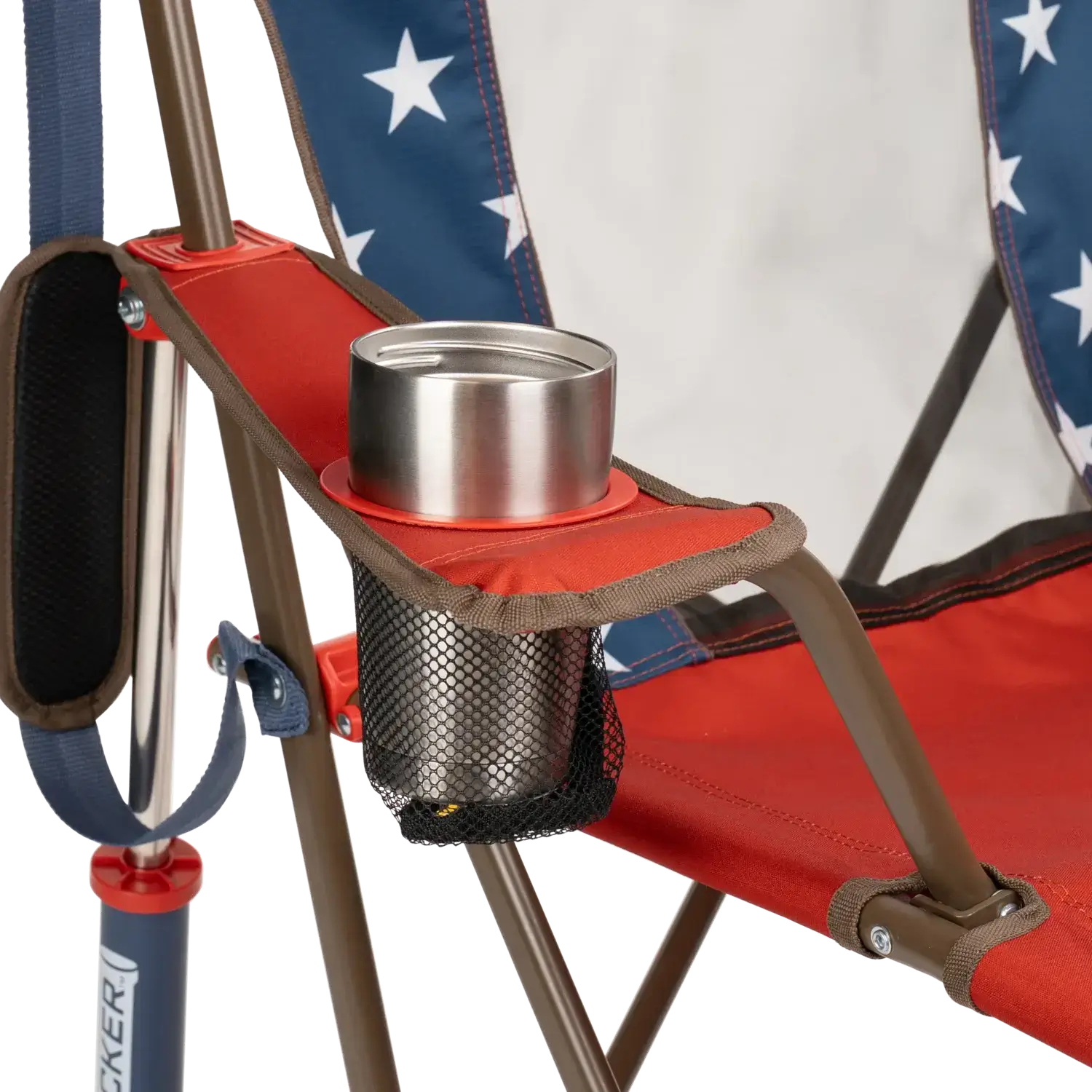 Smooth Motion Comfort Pro Rocker - USA Anniversary Deluxe - Choice 424 - Heavy-Duty Kickback Rocker with Beverage Holder Detail