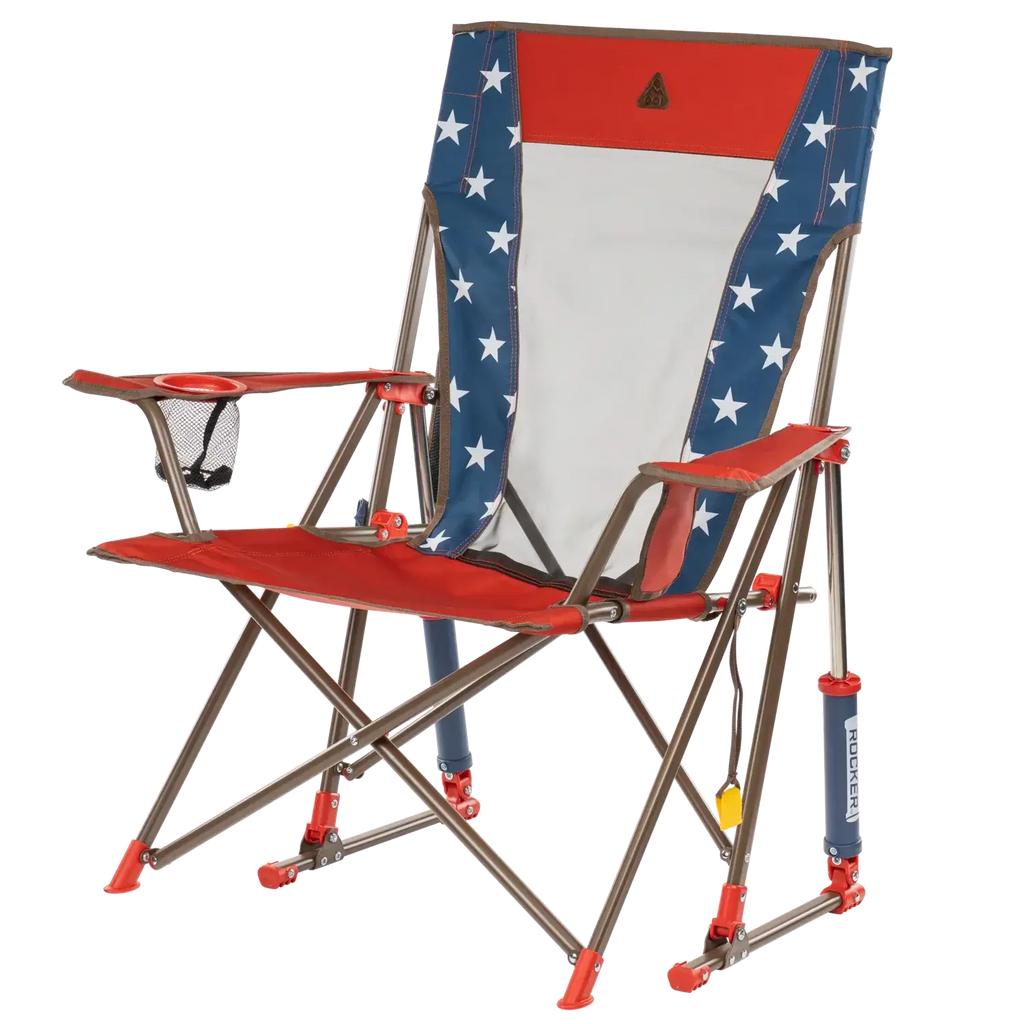 Smooth Motion Comfort Pro Rocker - USA Anniversary Deluxe - Choice 424 - Heavy-Duty Kickback Rocker with Beverage Holder Detail