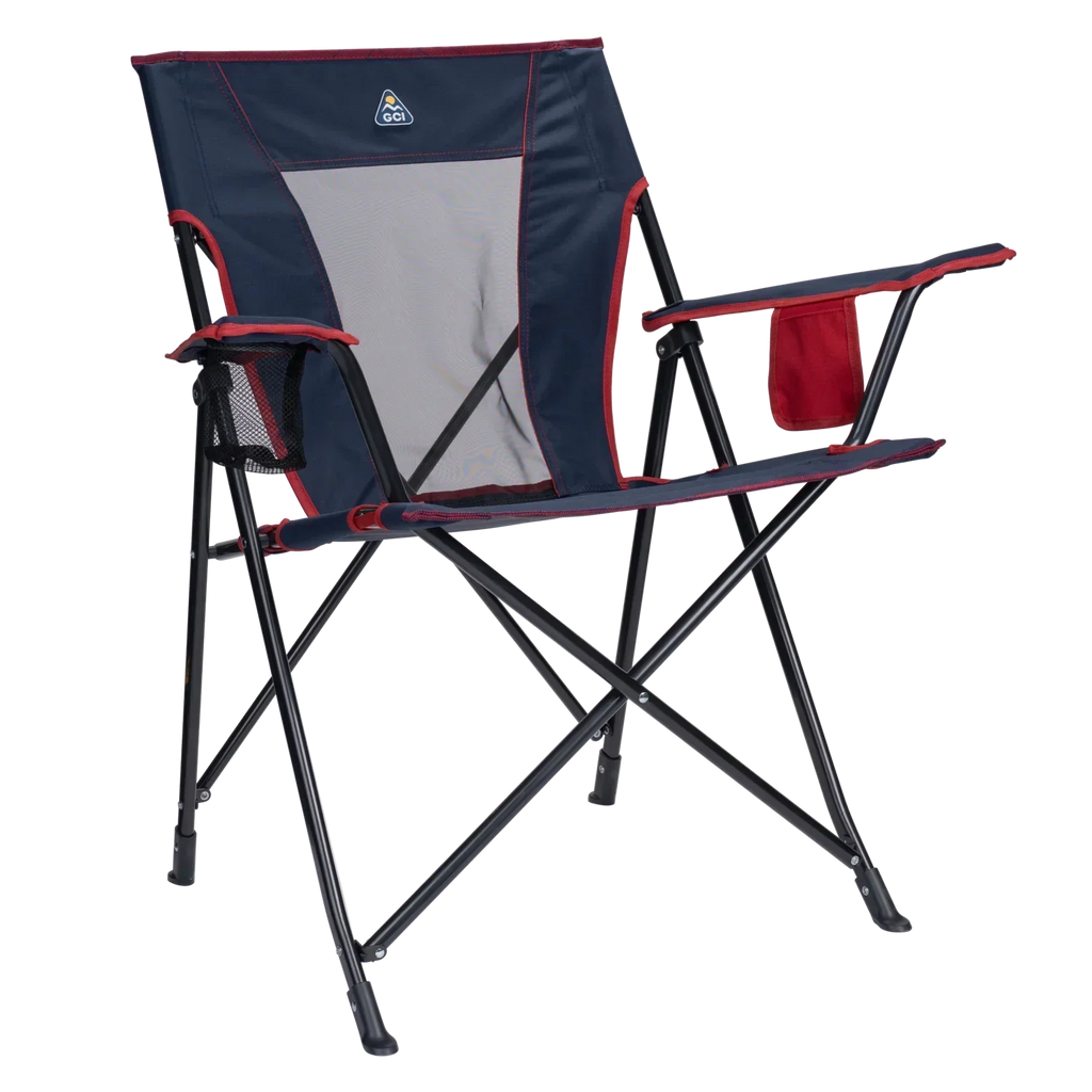 Lightweight Messenger Comfort Quad Chair - Choice 989 - Pico Compact Folding Camp Chair with Carry Bag - Indigo/Red