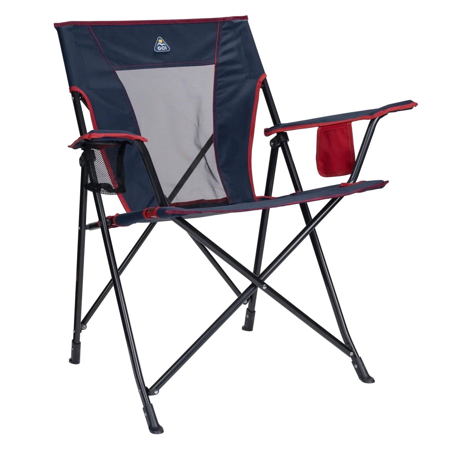 Lightweight Messenger Comfort Quad Chair - Choice 989 - Pico Compact Folding Camp Chair with Carry Bag - Indigo/Red