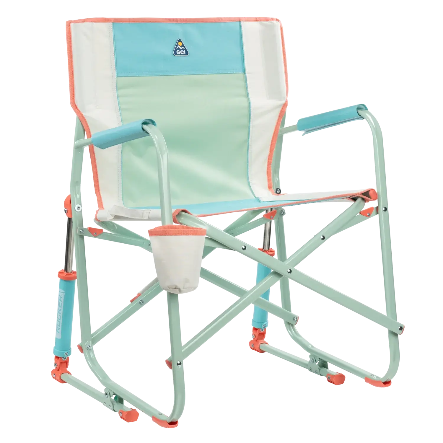 Luxury Camp Freestyle Rocker - Choice 711 - Heavy-Duty Kickback Rocker with Beverage Holder - Ivory