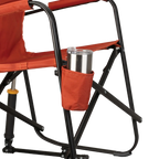 Luxury Camp Freestyle Rocker - Pumpkin Spice - Choice 373 - Heavy-Duty Kickback Rocker with Beverage Holder Detail