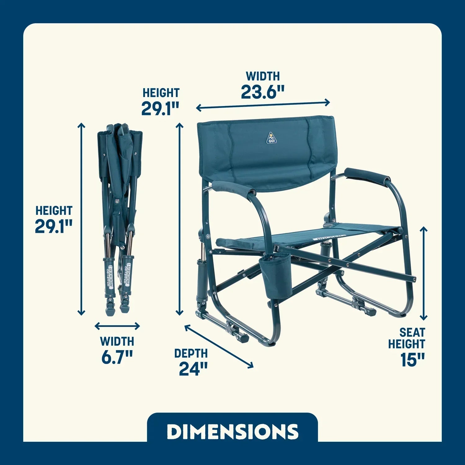 Premium All-Weather Grab & Go Rocker - Choice 551 - RoadTrip Rocker Smooth Motion Camp Chair Detail