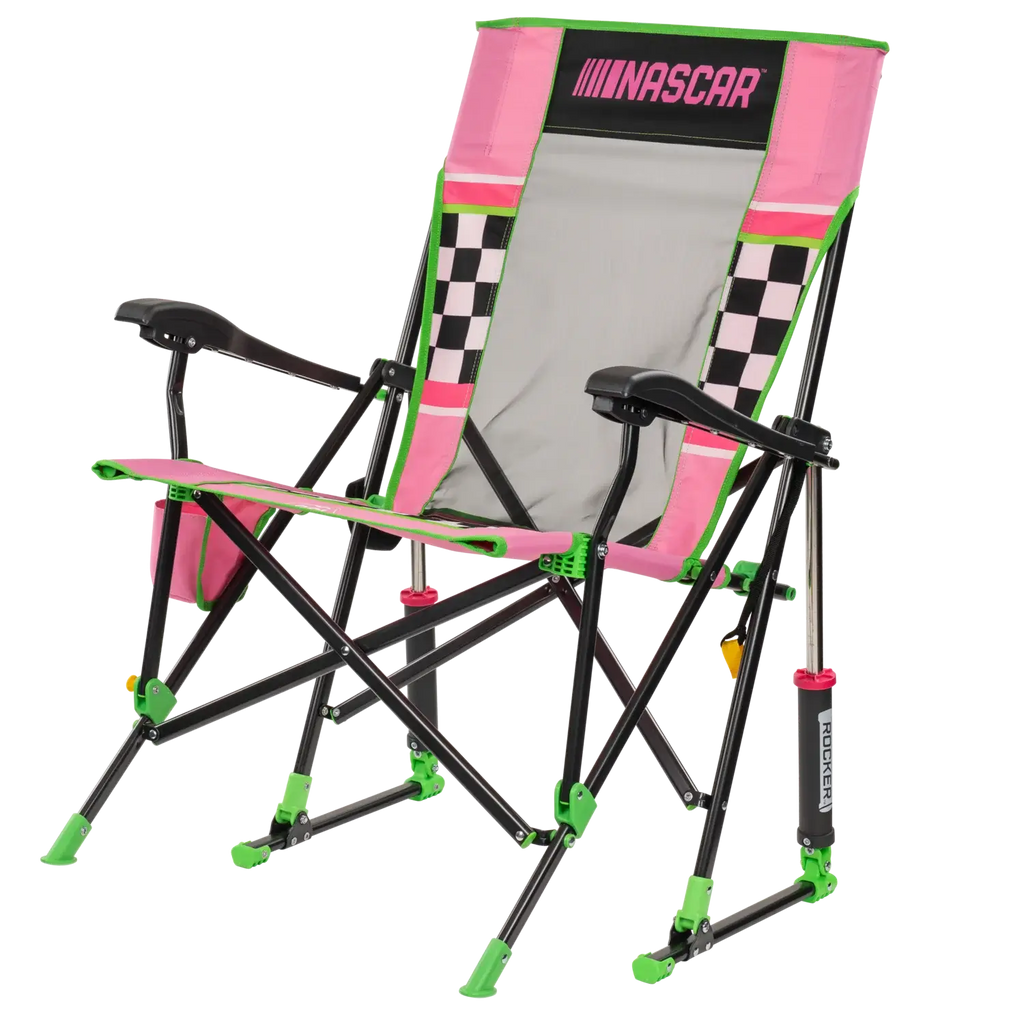 Premium All-Weather RoadTrip Rocker - NASCAR For Her - Choice 560 - Patented Spring-Action Rocking Chair for Camping Detail