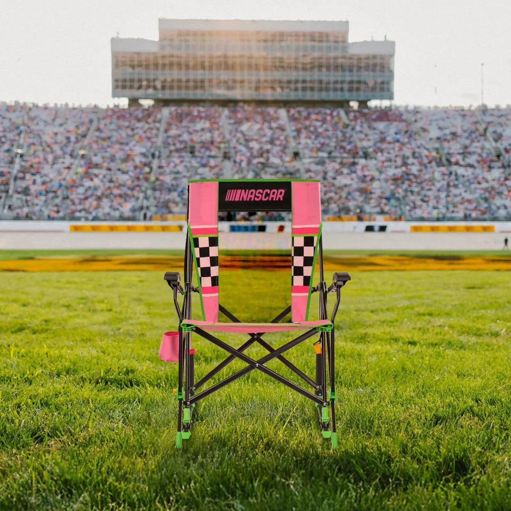 Premium All-Weather RoadTrip Rocker - NASCAR For Her - Choice 560 - Patented Spring-Action Rocking Chair for Camping Detail