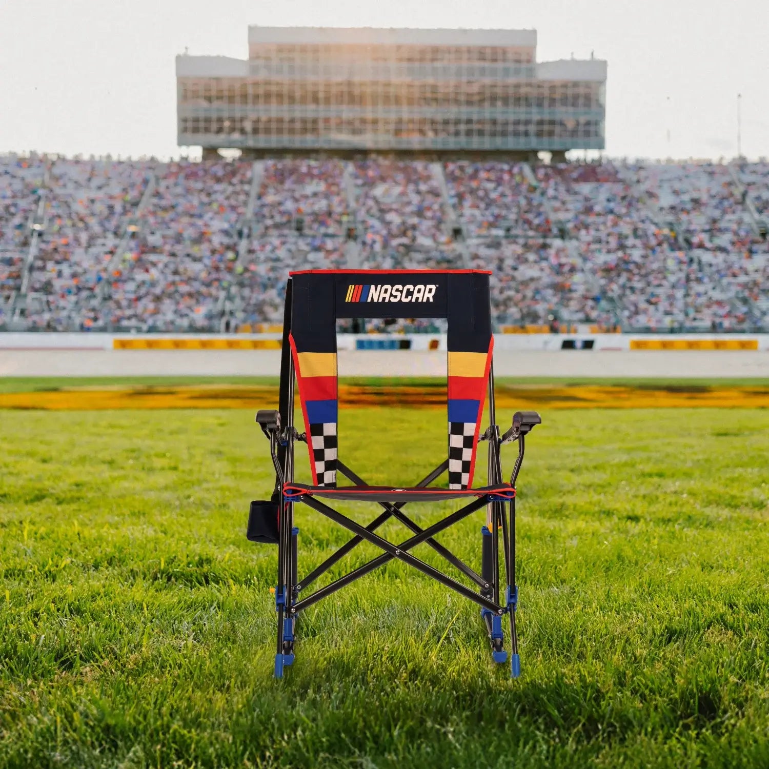 Heavy-Duty Freestyle RoadTrip Rocker - NASCAR For Him - Choice 453 - Heavy-Duty Kickback Rocker with Beverage Holder Detail