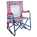 Premium All-Weather Stowaway Rocker with Storage Pouch - Choice 573 - Freestyle Rocker Portable Outdoor Folding Chair - Patriotic Plaid