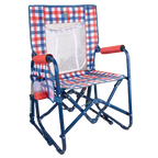 Premium All-Weather Stowaway Rocker with Storage Pouch - Choice 573 - Freestyle Rocker Portable Outdoor Folding Chair - Patriotic Plaid