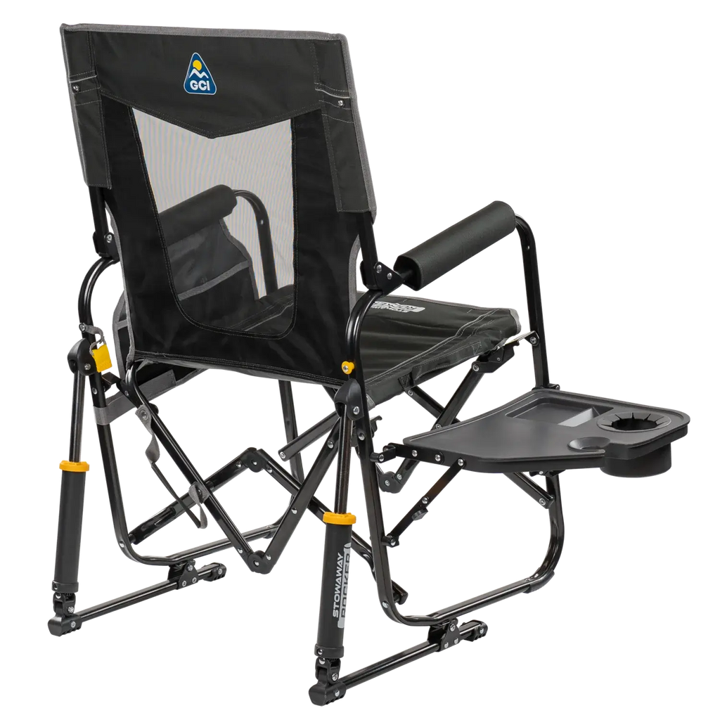 Patented Spring-Action Stowaway Rocker with Side Table - Choice 253 - Freestyle Rocker Portable Outdoor Folding Chair Detail