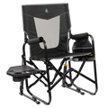 Patented Spring-Action Stowaway Rocker with Side Table - Choice 253 - Freestyle Rocker Portable Outdoor Folding Chair - Dark Charcoal